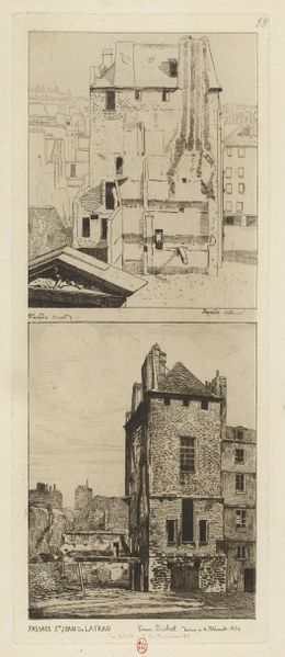 Fichier:1854 Tour Bichat façades sud et ouest dessins par A. Potémont.jpg