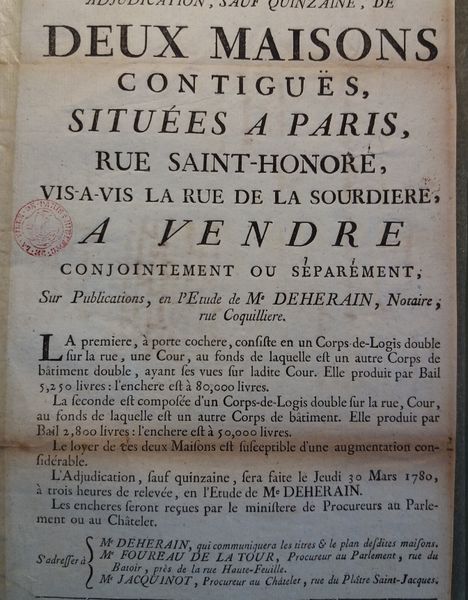 Fichier:315-317 StHonoré-vente 1780.jpg