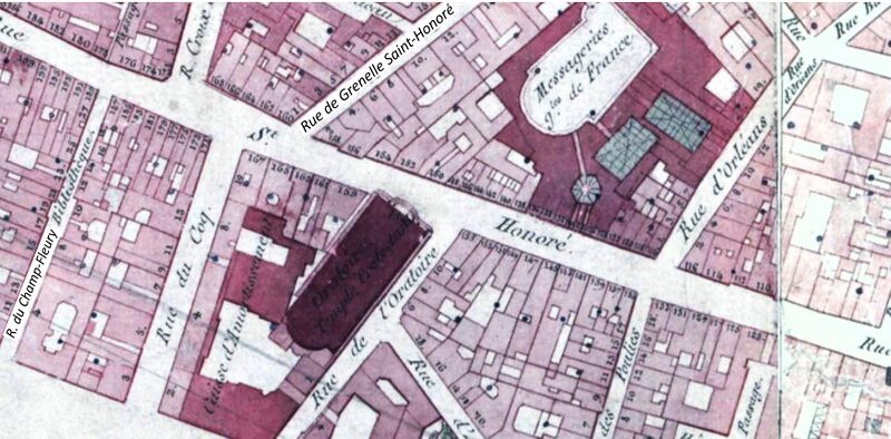 Fichier:Bibliothèque-Coq-Oratoire-Grenelle-Orléans-Poulies 1820-légende.jpg