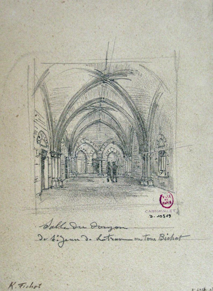 Fichier:1849-1859 Michel Charles Fichot, salle du donjon de la commanderie de Saint-Jean-de-Latran, dite tour Bichat.png