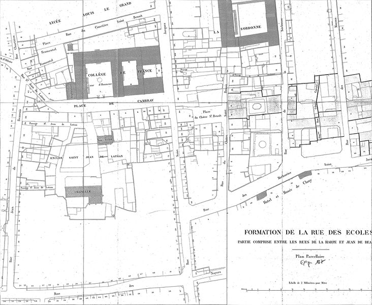 Fichier:1852 Expropriation rue des Ecoles. BHVP, cartes et plans, expropriation, 187..jpg