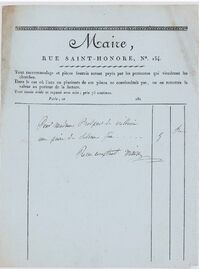 Facture vers 1810 (Musée Carnavalet)